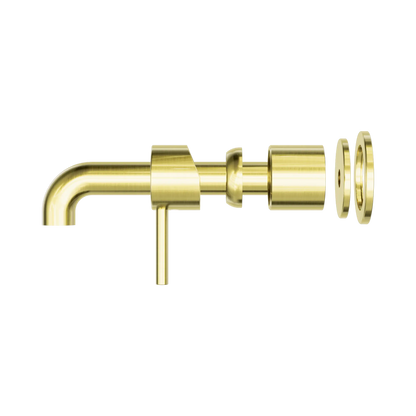 Zen SS316L Wall Basin/Bath Mixer Separate Back Plate 185mm Spout Trim Kits Only Brushed Gold