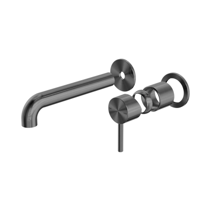 Zen SS316L Wall Basin/Bath Mixer Separate Back Plate 185mm Spout Trim Kits Only Graphite