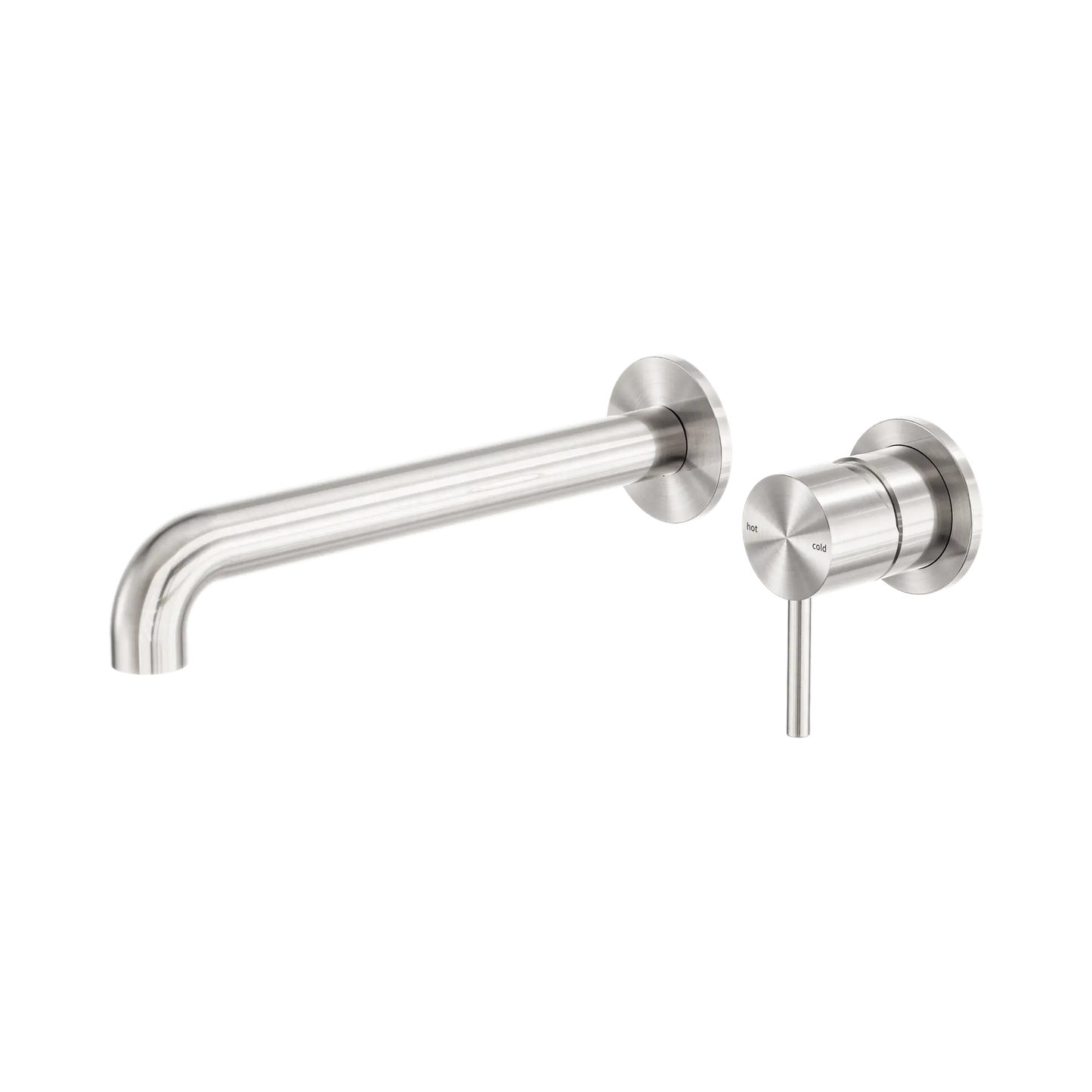 Zen SS316L Wall Basin/Bath Mixer Separate Back Plate 230mm Spout Brushed Nickel
