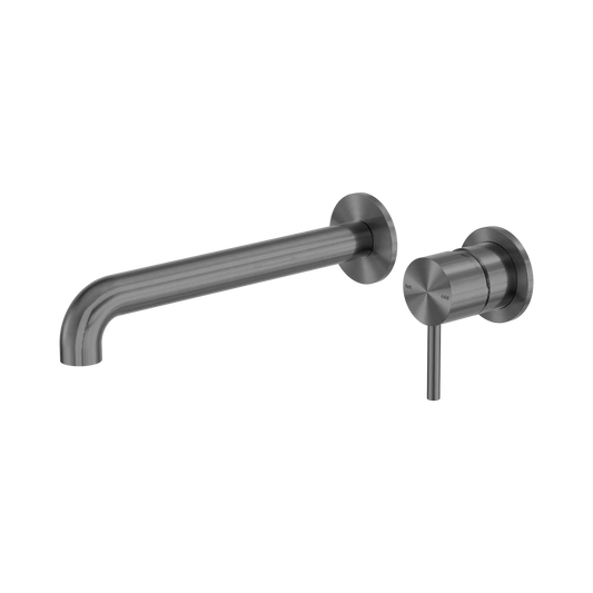 Zen SS316L Wall Basin/Bath Mixer Separate Back Plate 230mm Spout Graphite