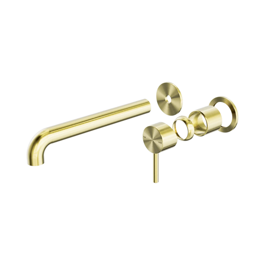 Zen SS316L Wall Basin/Bath Mixer Separate Back Plate 230mm Spout Trim Kits Only Brushed Gold