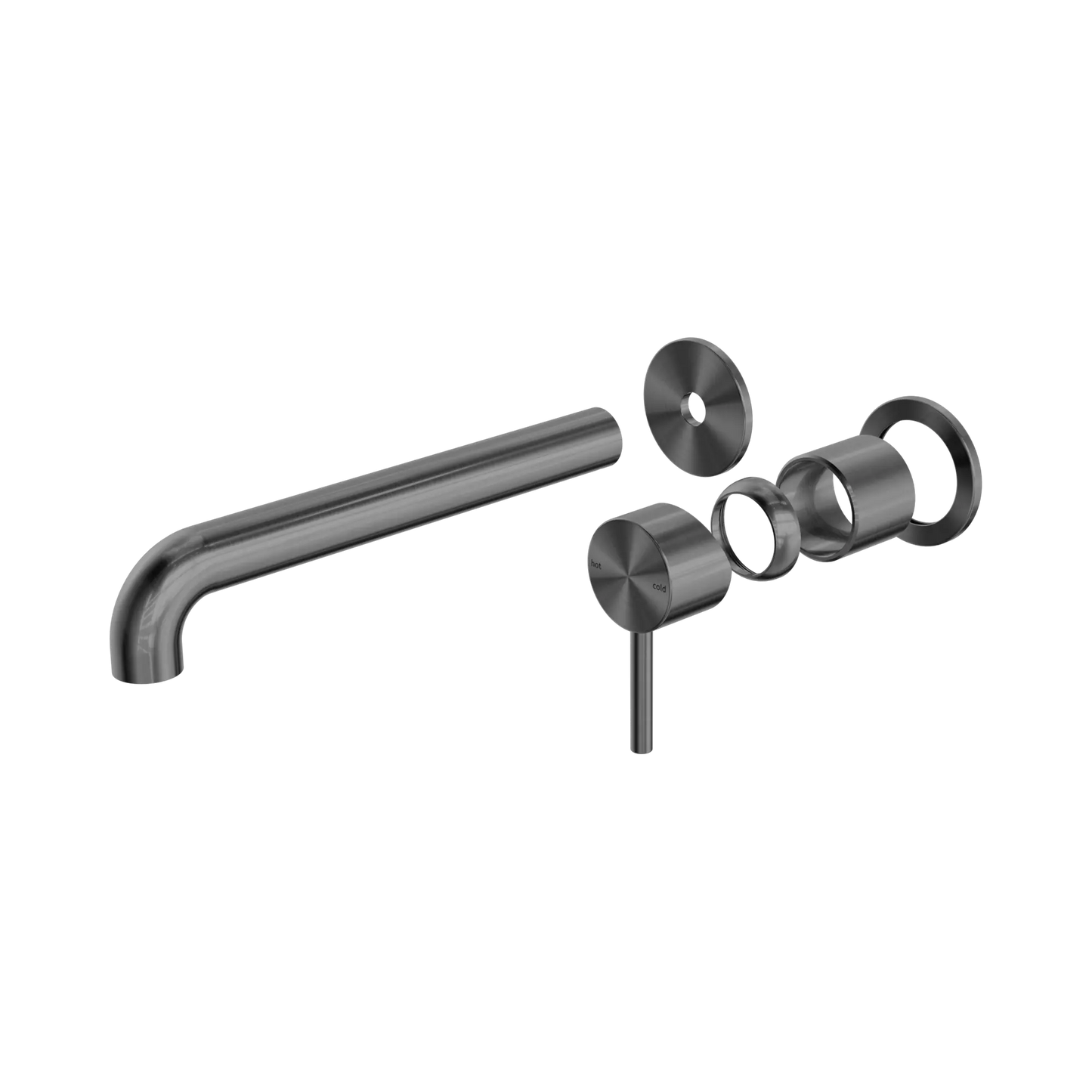 Zen SS316L Wall Basin/Bath Mixer Separate Back Plate 230mm Spout Trim Kits Only Graphite