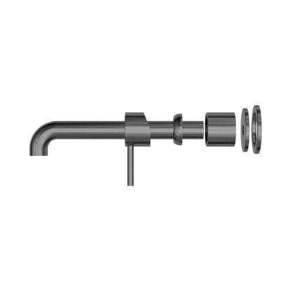 Zen SS316L Wall Basin/Bath Mixer Separate Back Plate 230mm Spout Trim Kits Only Graphite