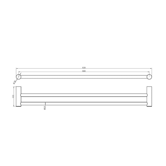 Zen SS316L Double Towel Rail 800mm Brushed Bronze