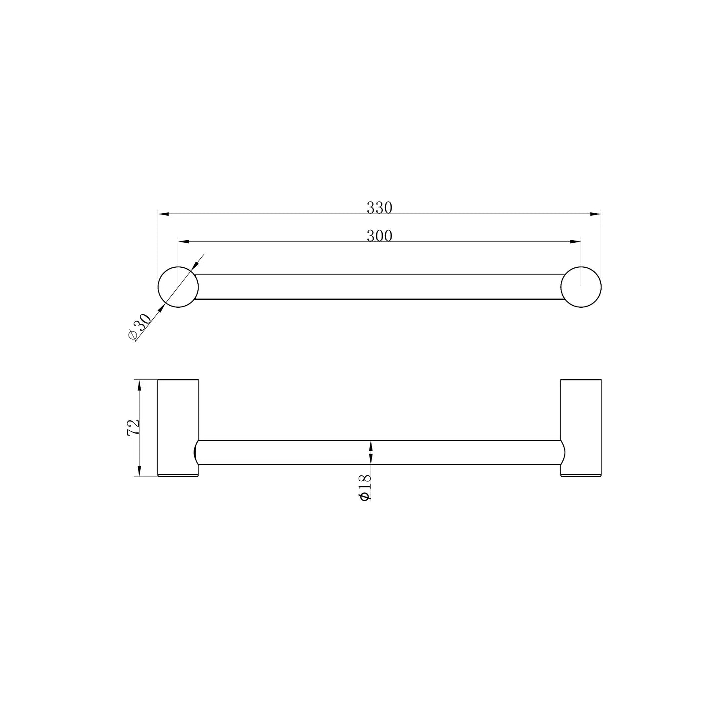 Zen SS316L Hand Towel Rail Brushed Nickel