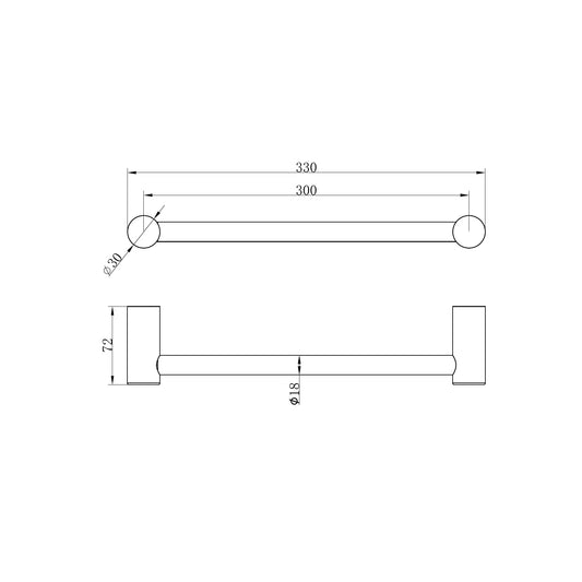 Zen SS316L Hand Towel Rail Brushed Nickel