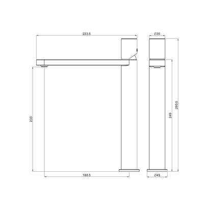 Pure SS316L Tall Basin Mixer Brushed Nickel