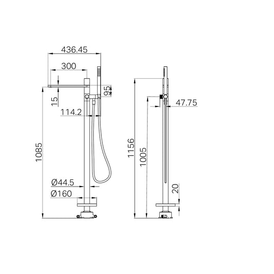 Pure SS316L Progressive Freestanding Bath Mixer With Outdoor Shower Hose Brushed Gold