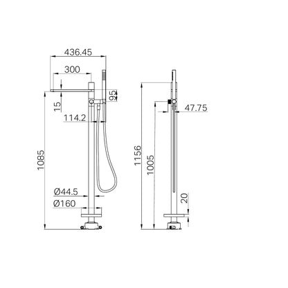 Pure SS316L Progressive Freestanding Bath Mixer Graphite