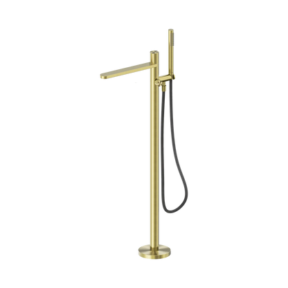 Pure SS316L Progressive Freestanding Bath Mixer With Outdoor Shower Hose Brushed Gold