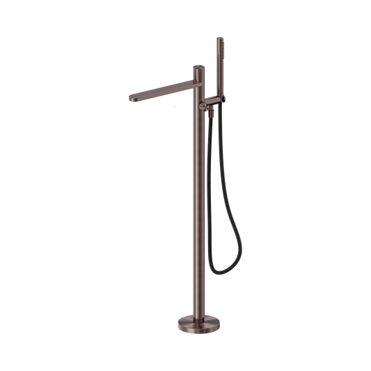 Pure SS316L Progressive Freestanding Bath Mixer With Outdoor Shower Hose Brushed Bronze