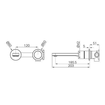 Pure SS316L Progressive Wall Basin/Bath Mixer Separate Back Plate Brushed Nickel