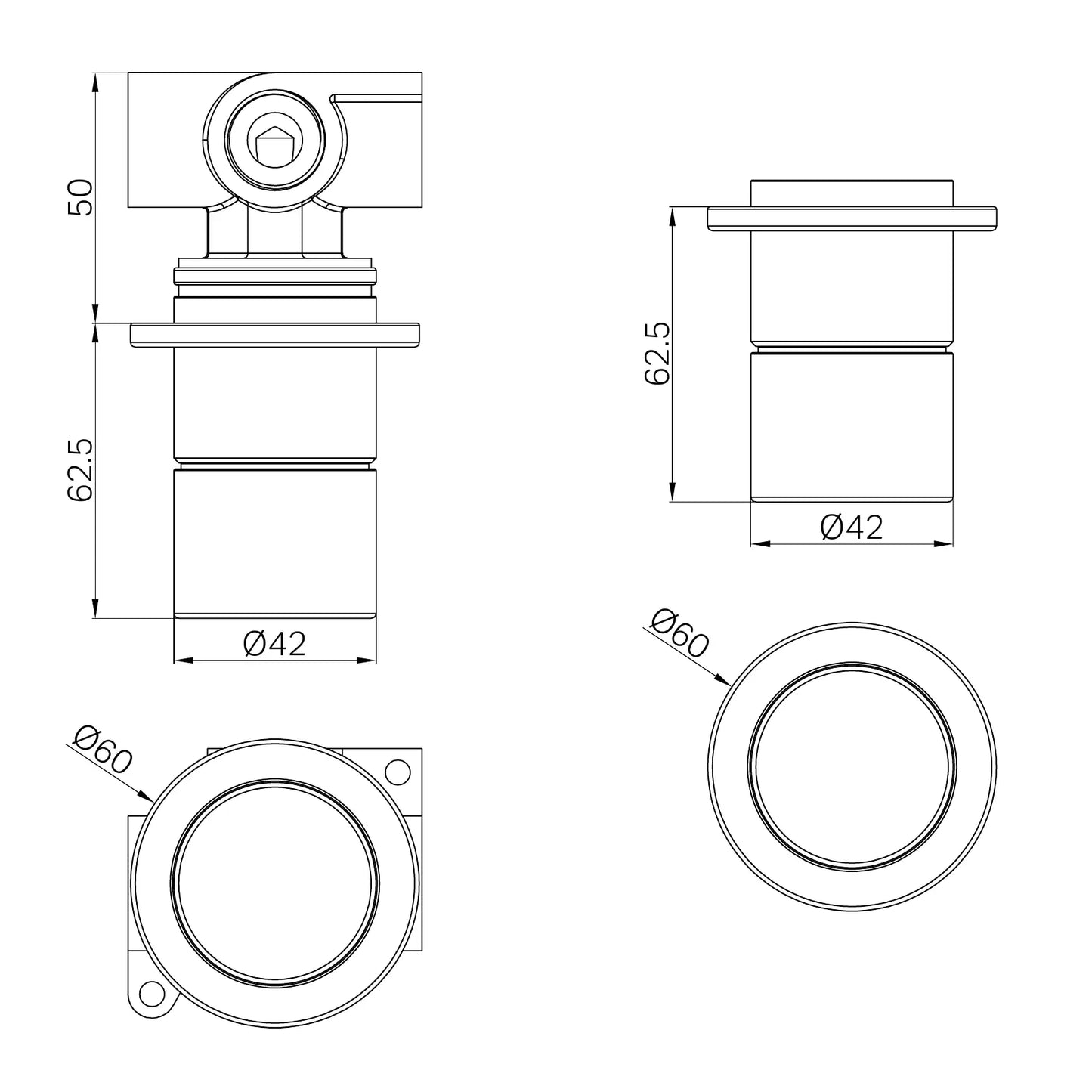 Pure SS316L Progressive Shower Mixer Graphite