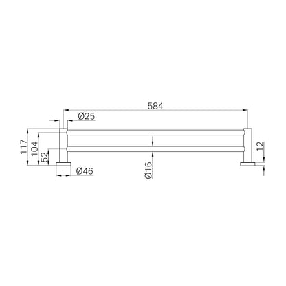 Mecca Double Towel Rail 600mm Gun Metal