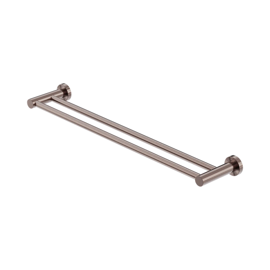 Mecca Double Towel Rail 600mm Brushed Bronze