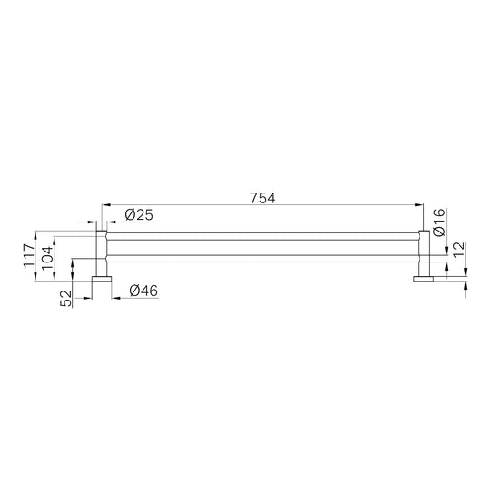 Mecca Double Towel Rail 800mm Brushed Bronze