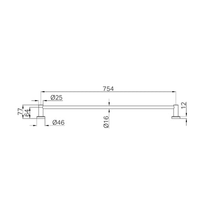 Mecca Single Towel Rail 800mm Matte Black