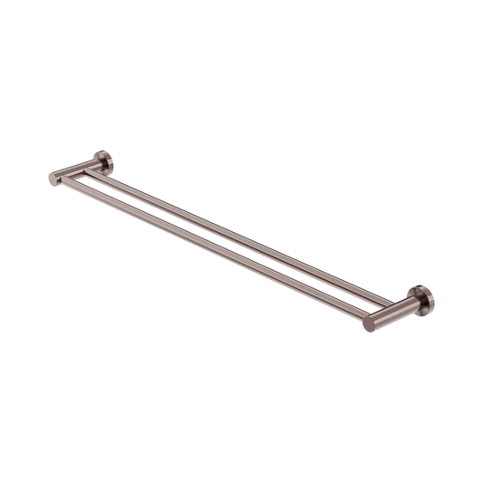 Mecca Double Towel Rail 800mm Brushed Bronze