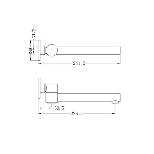 Dolce Wall Mounted Swivel Bath Spout Only Chrome