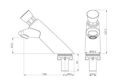 SS316 Lead Free Timeflow Push Button Pillar Tap Chrome