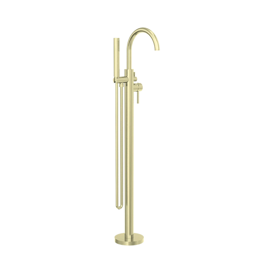 Mecca Round Freestanding Mixer With Hand Shower Brushed Gold