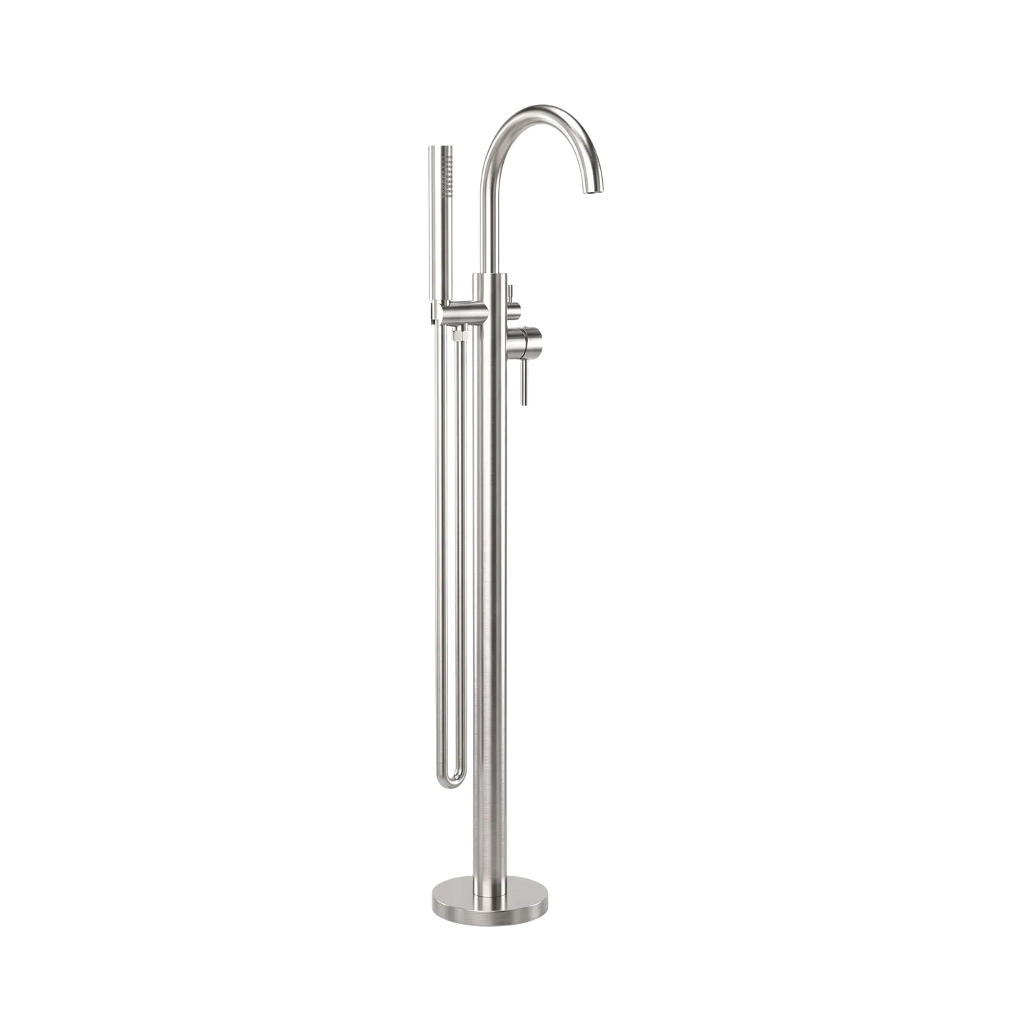 Mecca Round Freestanding Mixer With Hand Shower Brushed Nickel