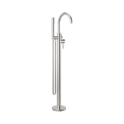 Mecca Round Freestanding Mixer With Hand Shower Brushed Nickel
