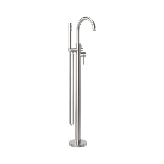 Mecca Round Freestanding Mixer With Hand Shower Brushed Nickel