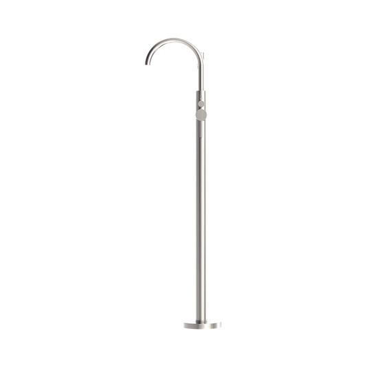 Mecca Round Freestanding Mixer With Hand Shower Brushed Nickel