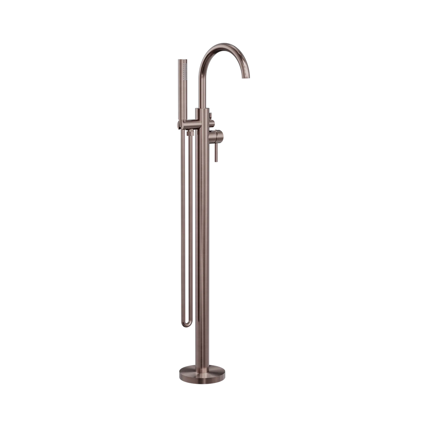 Nero Mecca Round Freestanding Mixer With Hand Shower Brushed Bronze