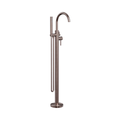 Nero Mecca Round Freestanding Mixer With Hand Shower Brushed Bronze