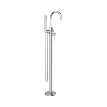 Mecca Round Freestanding Mixer With Hand Shower Chrome