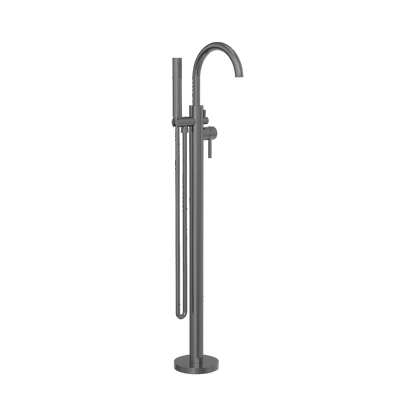 Mecca Round Freestanding Mixer With Hand Shower Gun Metal