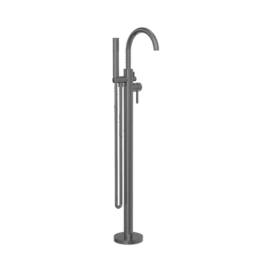 Mecca Round Freestanding Mixer With Hand Shower Gun Metal