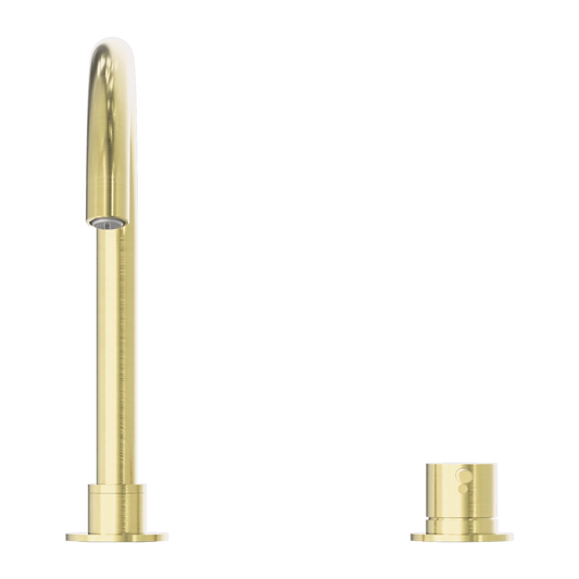 Mecca Hob Basin Mixer Round Swivel Spout Brushed Gold