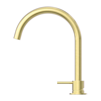 Mecca Hob Basin Mixer Round Swivel Spout Brushed Gold