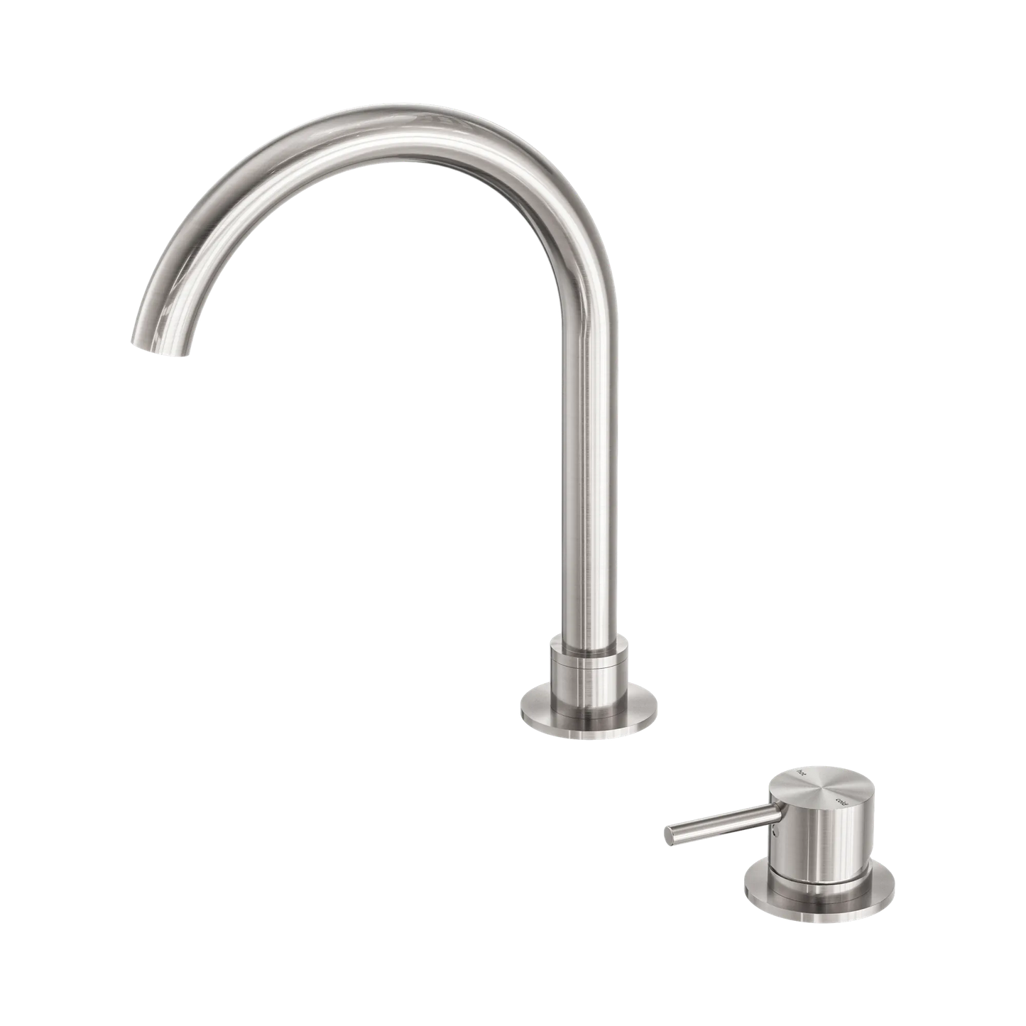 Mecca Hob Basin Mixer Round Swivel Spout Brushed Nickel