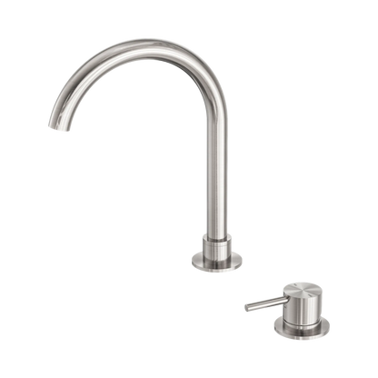 Mecca Hob Basin Mixer Round Swivel Spout Brushed Nickel
