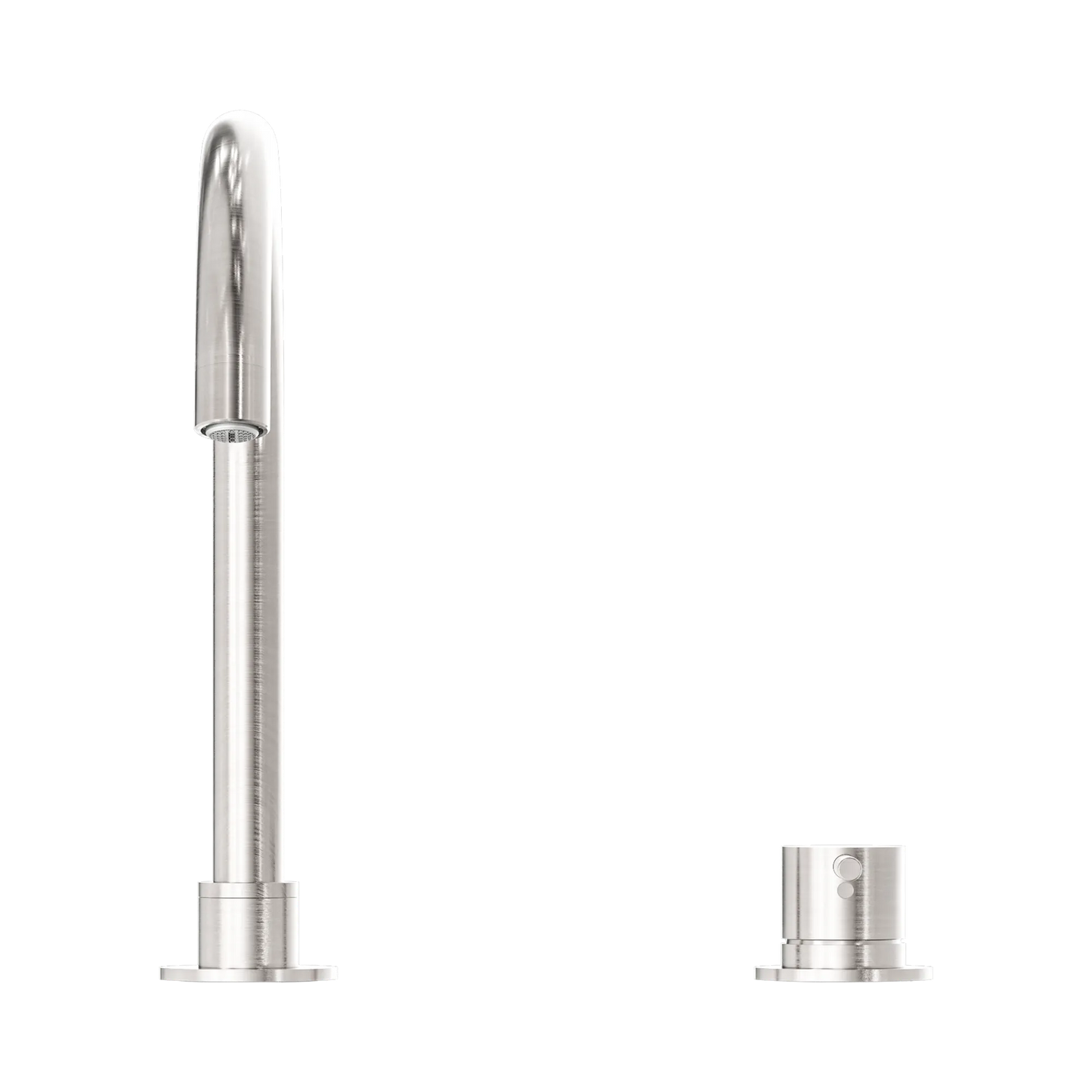 Mecca Hob Basin Mixer Round Swivel Spout Brushed Nickel