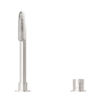 Mecca Hob Basin Mixer Round Swivel Spout Brushed Nickel
