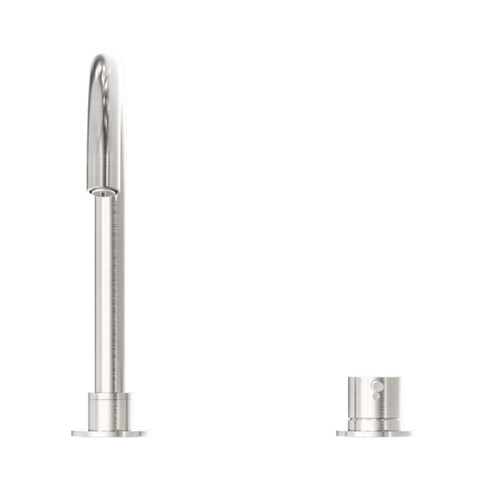 Mecca Hob Basin Mixer Round Swivel Spout Brushed Nickel