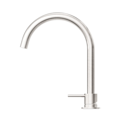 Mecca Hob Basin Mixer Round Swivel Spout Brushed Nickel