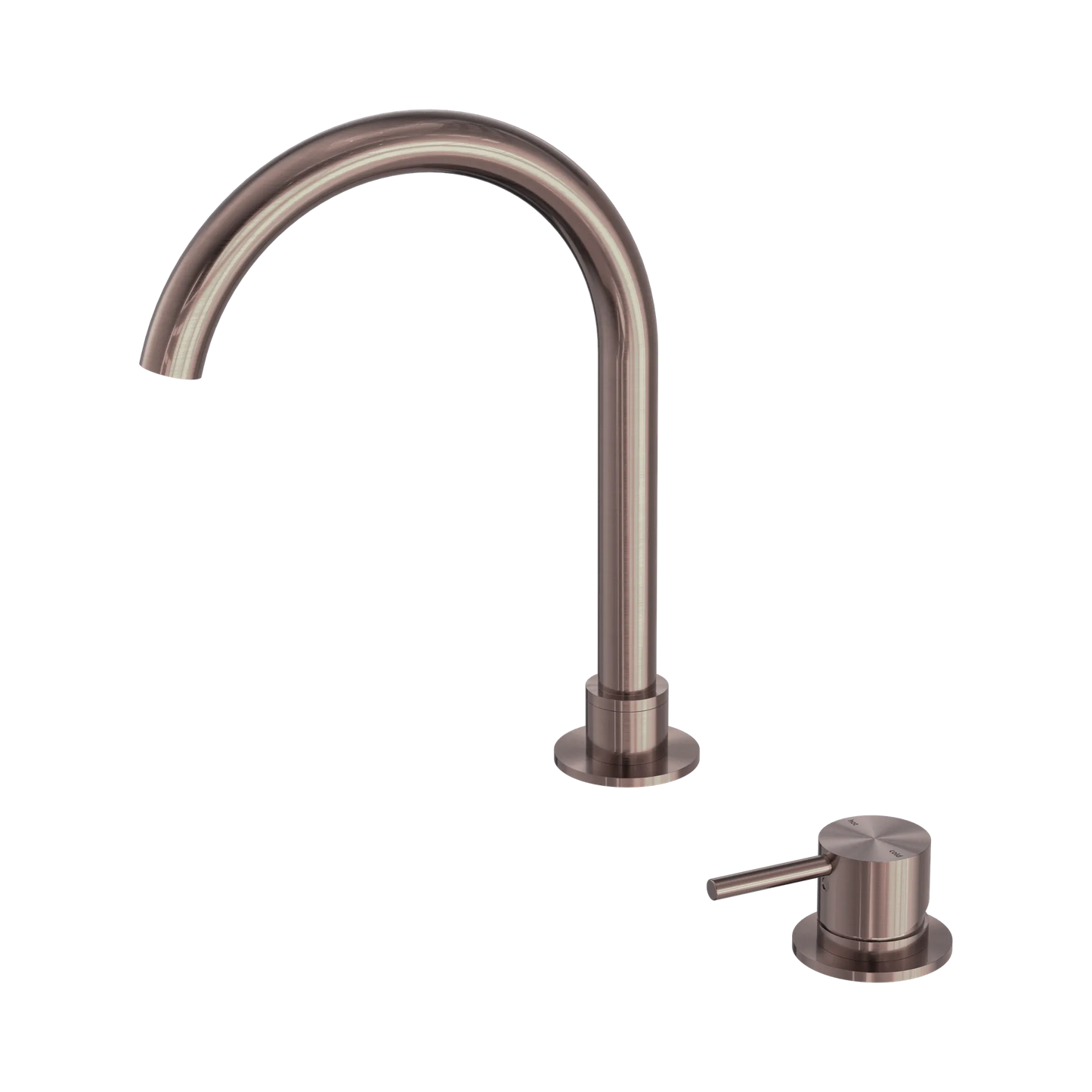 Mecca Hob Basin Mixer Round Swivel Spout Brushed Bronze
