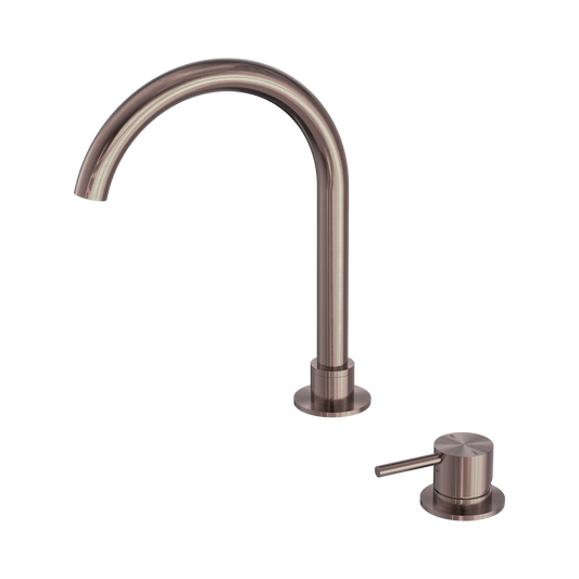 Mecca Hob Basin Mixer Round Swivel Spout Brushed Bronze