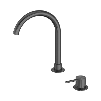 Mecca Hob Basin Mixer Round Swivel Spout Gun Metal
