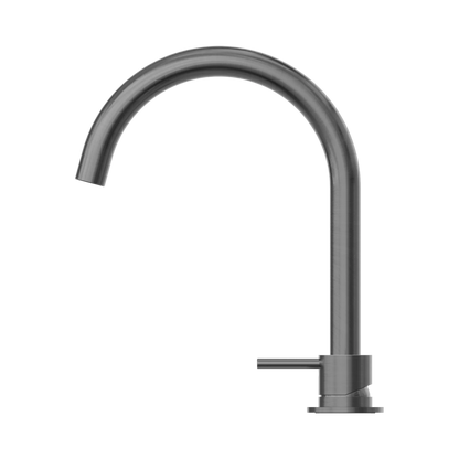 Mecca Hob Basin Mixer Round Swivel Spout Gun Metal