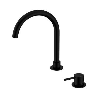 Mecca Hob Basin Mixer Round Swivel Spout Matte Black
