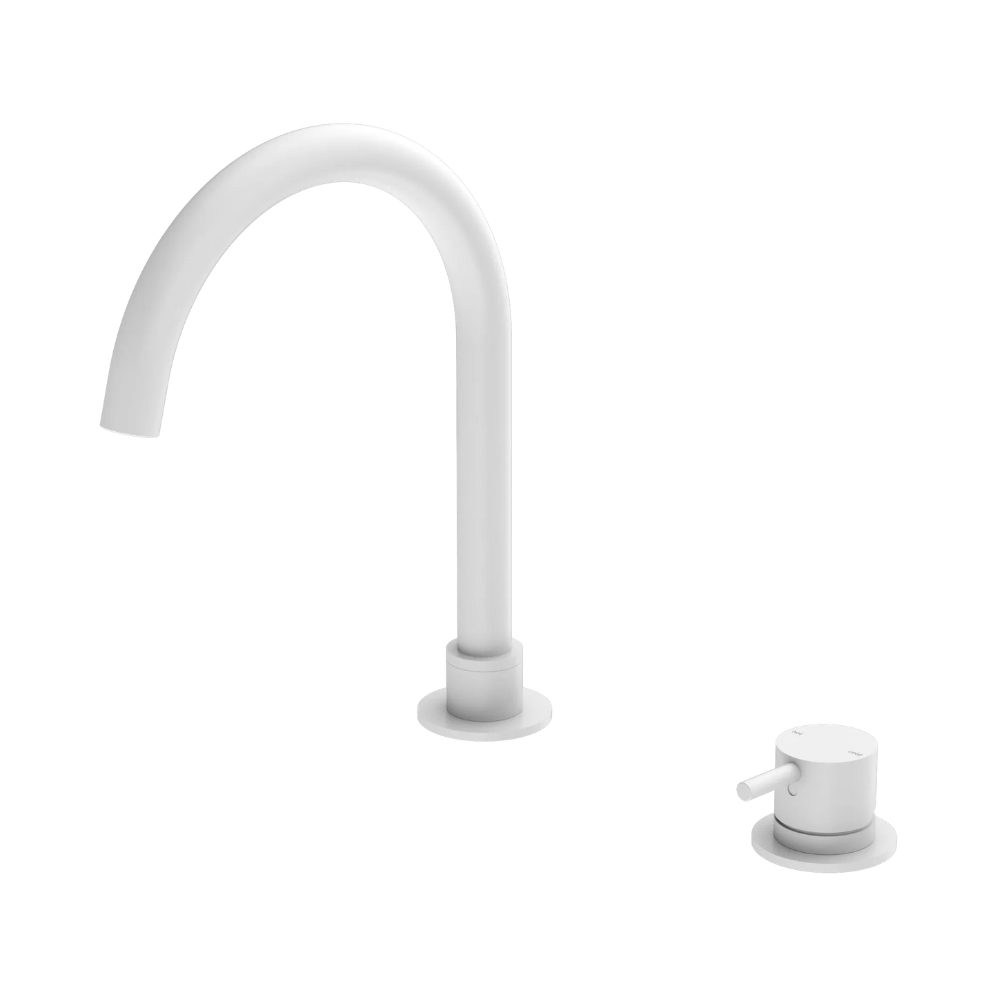 Mecca Hob Basin Mixer Round Swivel Spout Matte White