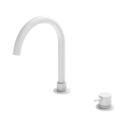Mecca Hob Basin Mixer Round Swivel Spout Matte White