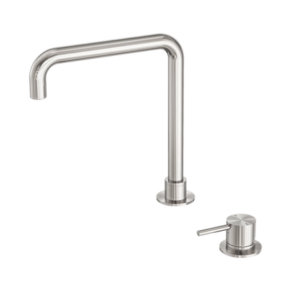 Mecca Hob Basin Mixer Square Swivel Spout Brushed Nickel